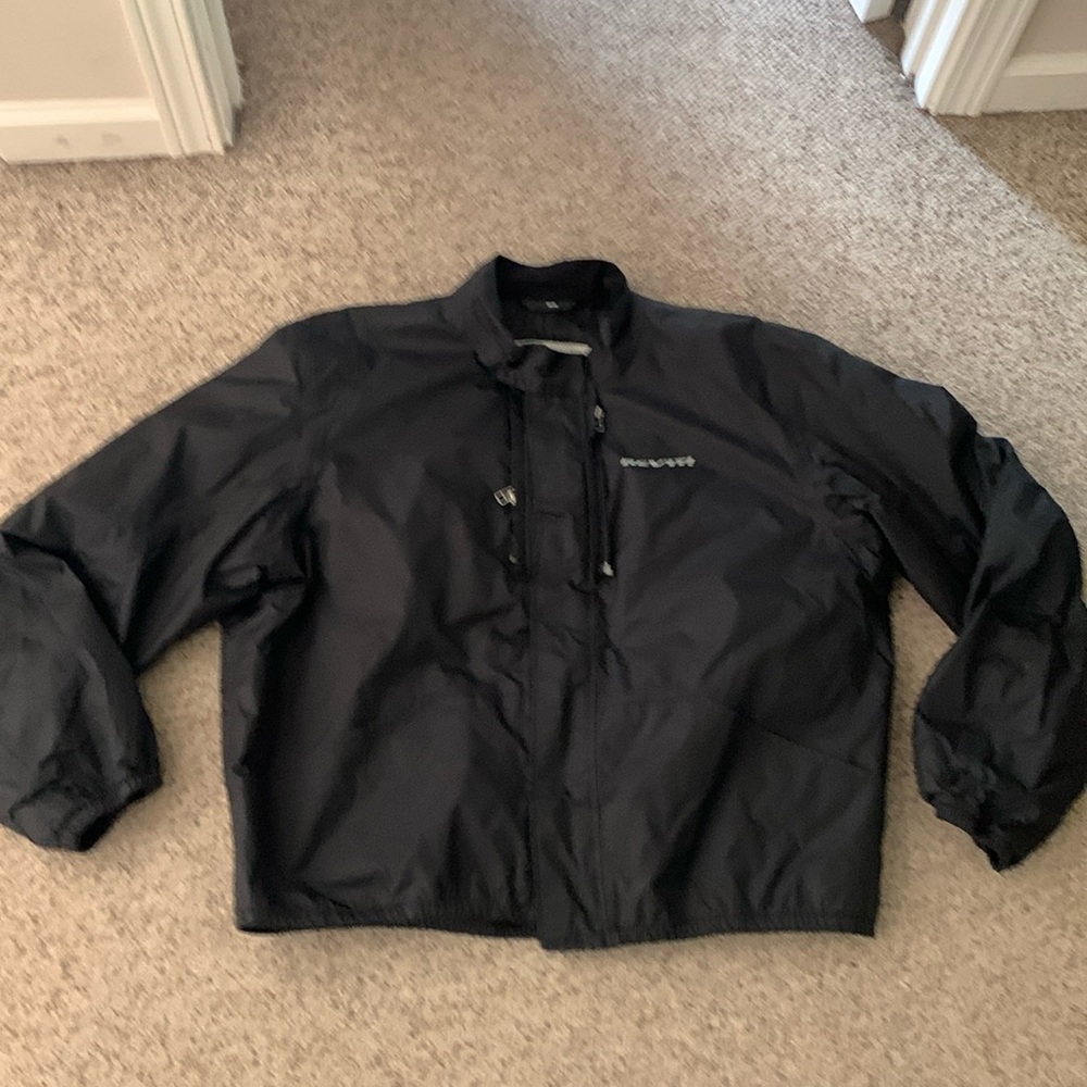 Rev it black Moto liner nylon jacket big logo on back jacket sz L